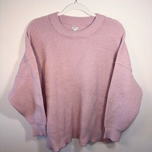 Aerie Women’s Pink Pullover Crew Neck Waffle Knit Sweater size Medium